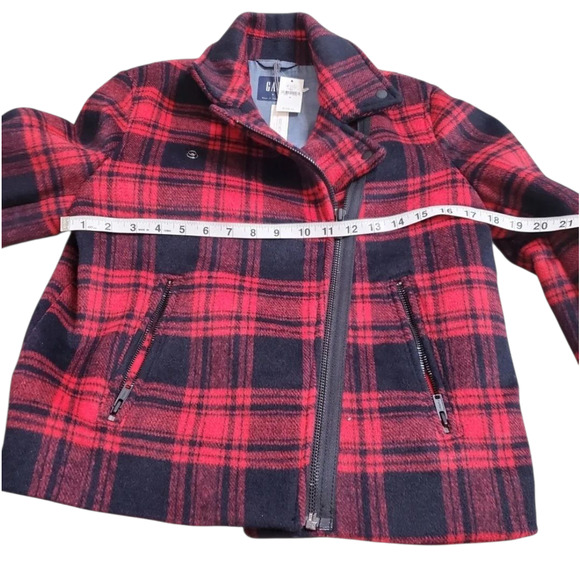 Gap Red Buffalo Plaid Women's Moto Jacket Size: M NEW - Picture 5 of 10